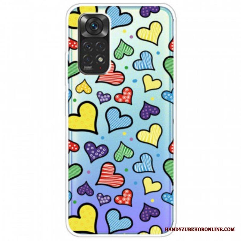 Case Xiaomi Redmi Note 11 / 11S Moniväriset Sydämet