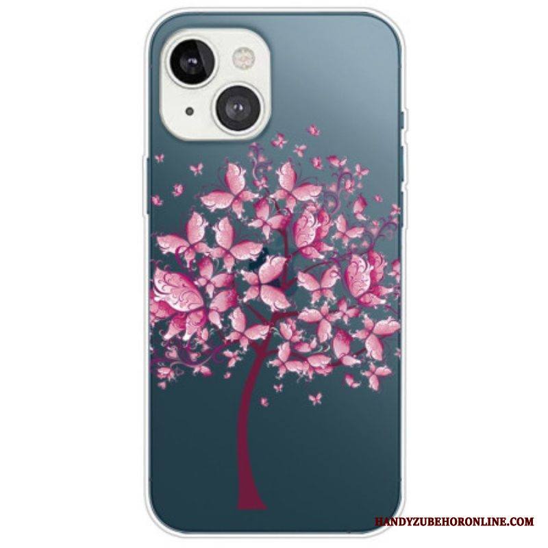 Case iPhone 14 Plus Läpinäkyvä Perhospuu