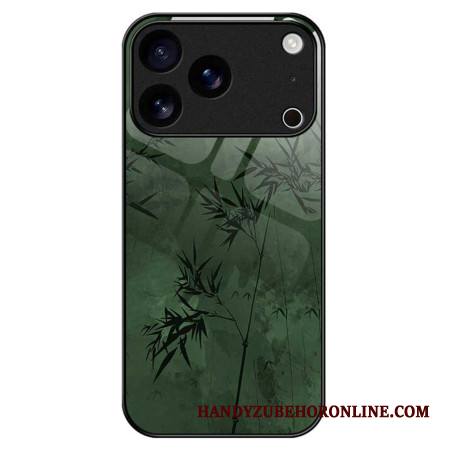 Case iPhone 17 Pro Max Puhelinkuoret Karkaistusta Lasista Valmistettu Kukkakuvio Mustekuvio