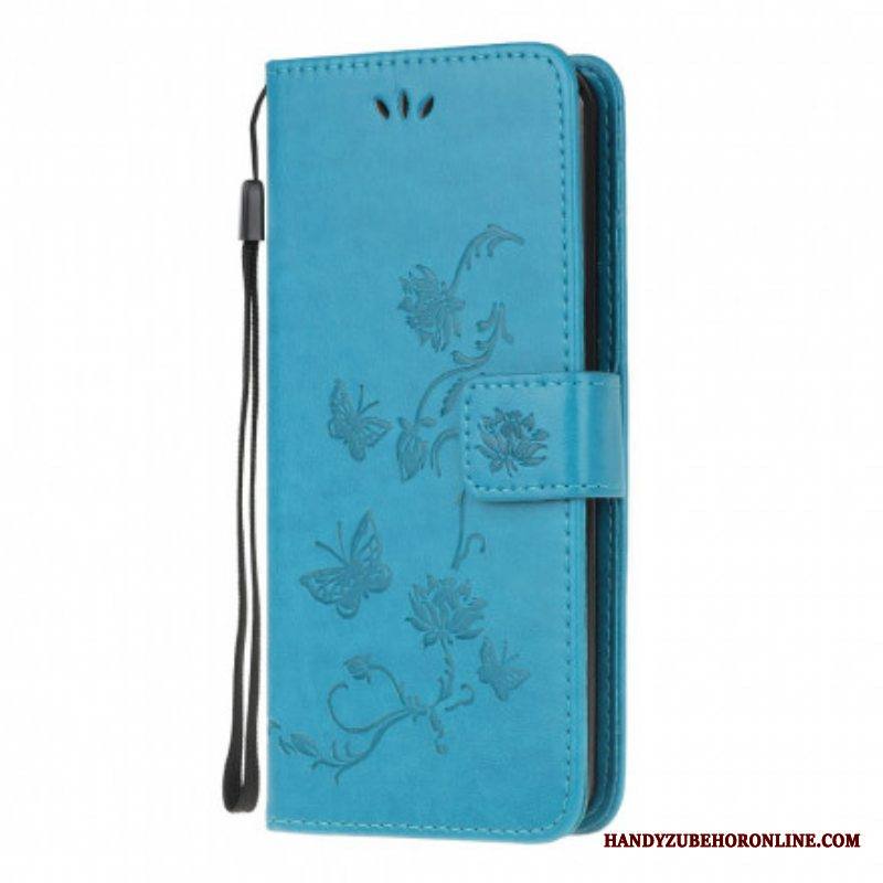 Flip Case Moto G100 Suojaketju Kuori Stringit Perhosia Ja Kukkia