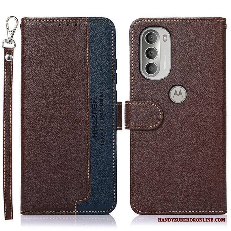 Flip Case Moto G51 5G Litsi Style Rfid Khazneh