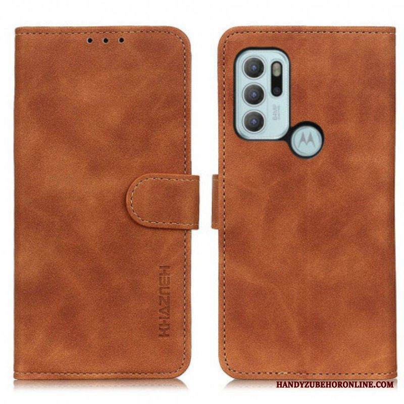 Flip Case Moto G60S Khazneh Vintage Nahkaefekti