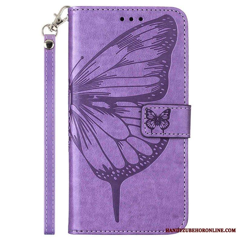 Flip Case Moto G73 5G Suojaketju Kuori Strappy Kukkaperhonen
