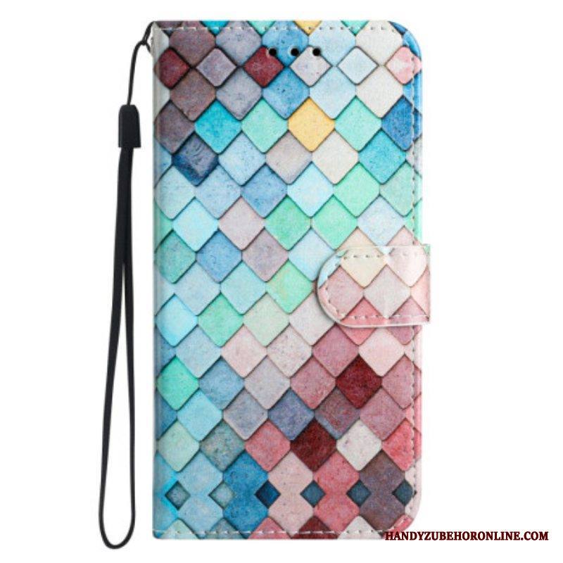 Flip Case Moto G73 5G Suojaketju Kuori Värillinen Strip Grid