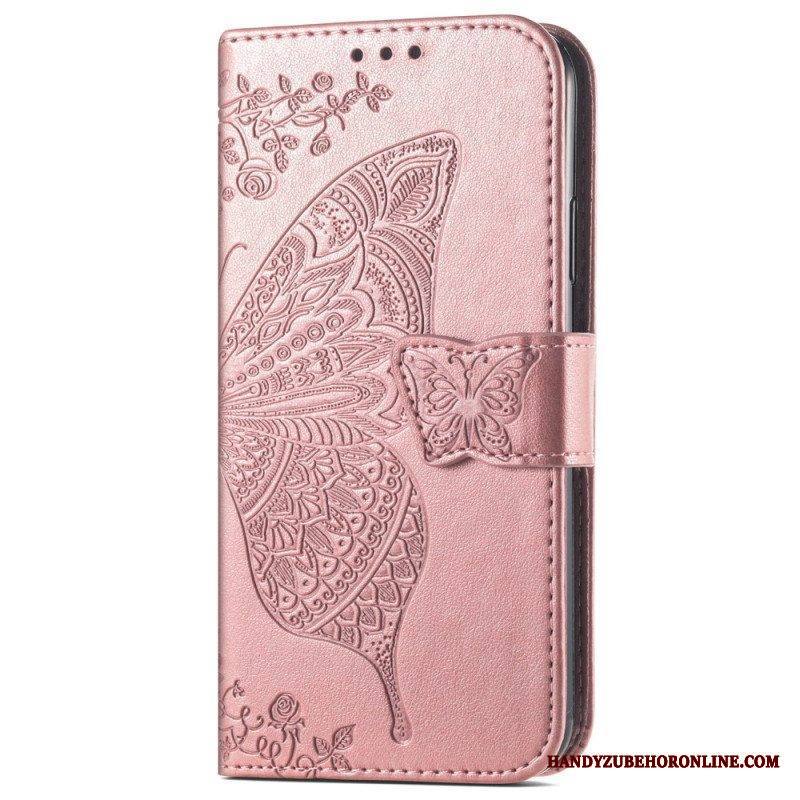 Flip Case Samsung Galaxy A54 5G Barokki Perhonen
