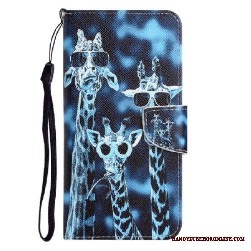 Flip Case Samsung Galaxy A54 5G Suojaketju Kuori Incognito-kirahvit Kaulanauhassa