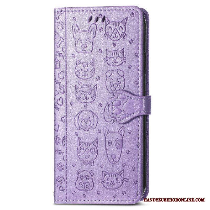 Flip Case Samsung Galaxy A54 5G Suojaketju Kuori Stringit Eläimet