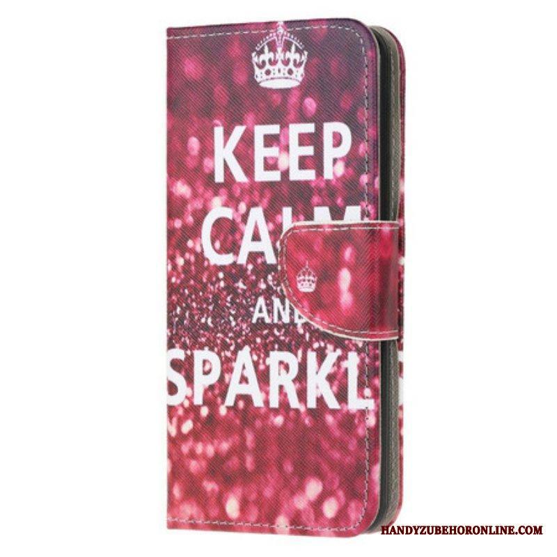 Flip Case Samsung Galaxy M12 / A12 Pysy Rauhallisena Ja Kimaltele