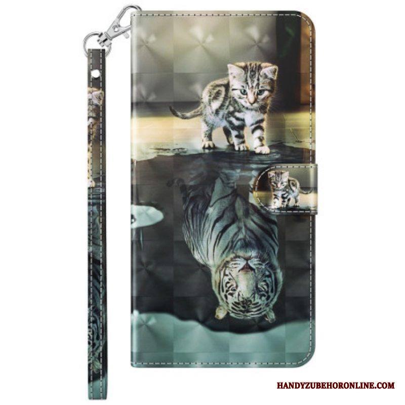 Flip Case Samsung Galaxy M13 Kissanpennun Unelma Kaulanauhan Kanssa