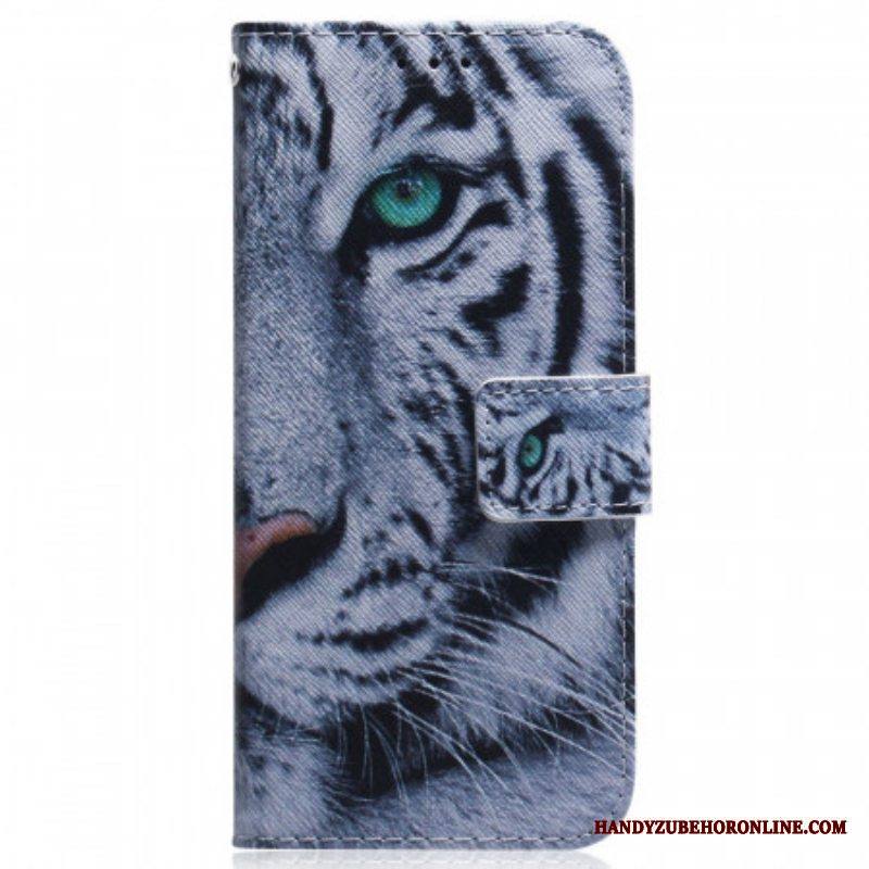 Flip Case Samsung Galaxy M53 5G Valkoinen Tiikeri