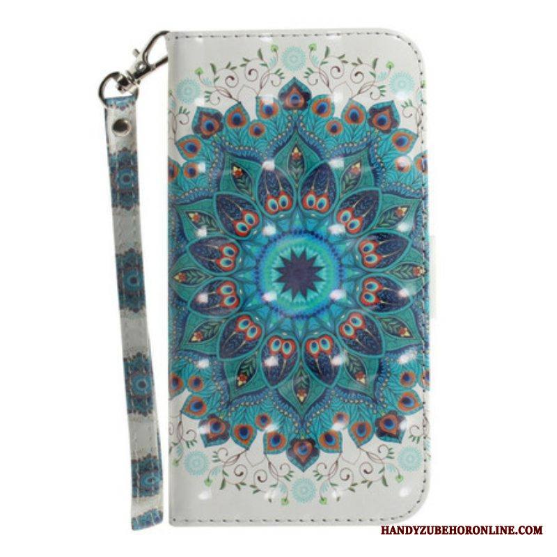 Flip Case Samsung Galaxy S21 FE Suojaketju Kuori Mestarillinen Mandala Hihnalla