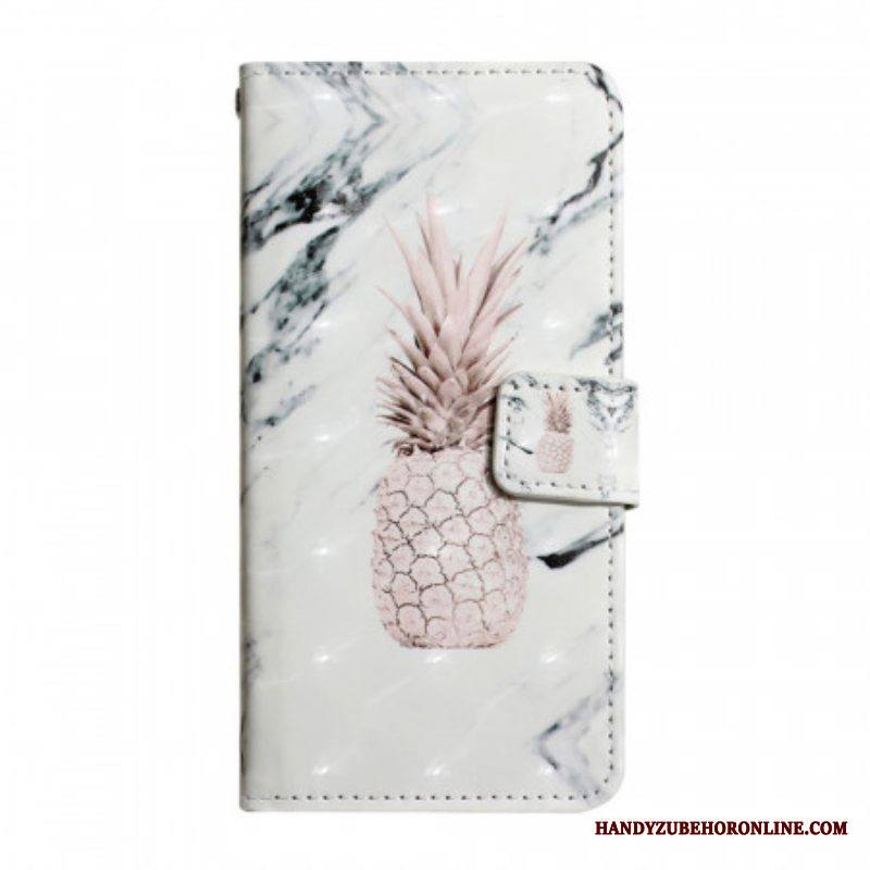 Flip Case Samsung Galaxy S22 5G Vaaleatäpläinen Ananas