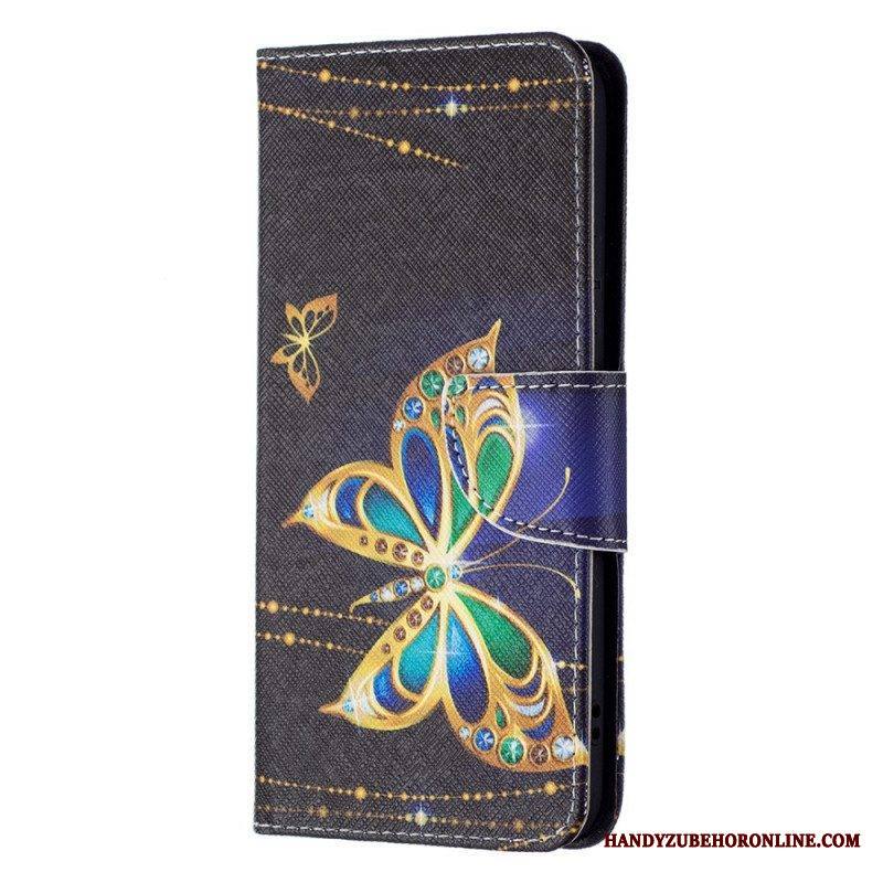Flip Case Samsung Galaxy S22 Plus 5G Kultaiset Perhoset