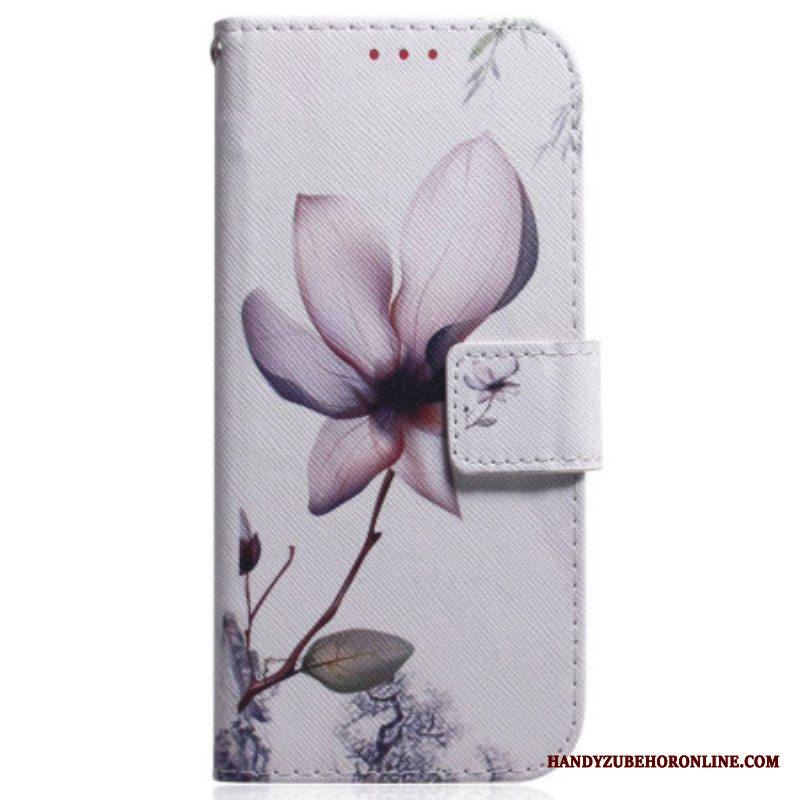 Flip Case Samsung Galaxy S23 5G Vaaleanpunainen Kukka