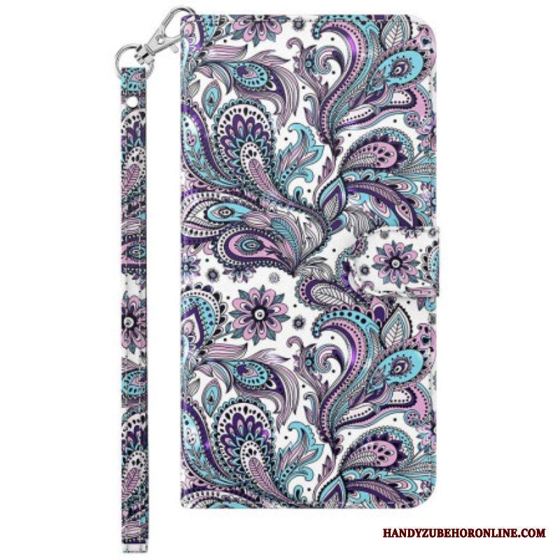 Flip Case Samsung Galaxy S23 Plus 5G Suojaketju Kuori Strappy Paisley -kuvio