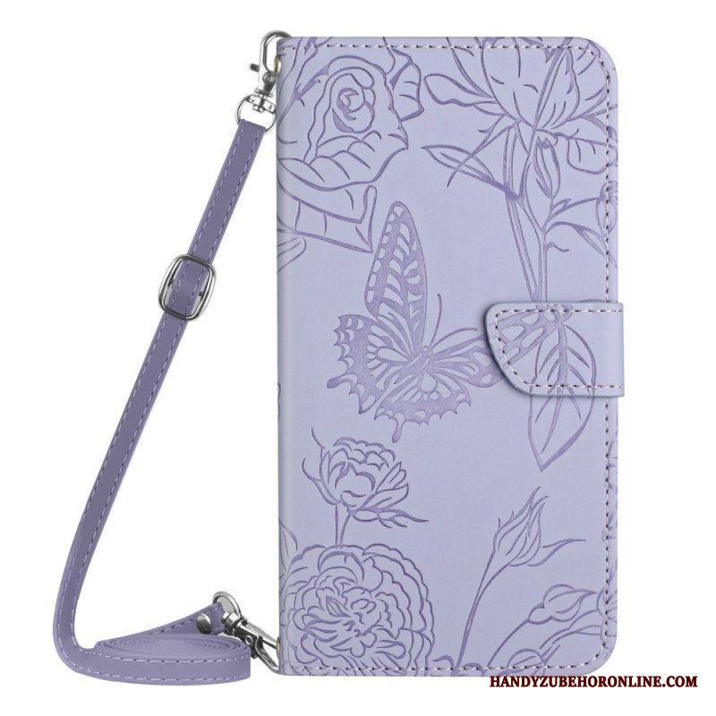 Flip Case Sony Xperia 1 IV Perhoset Ja Olkahihna
