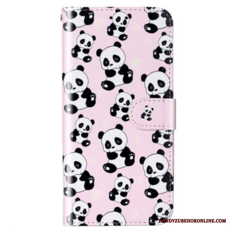 Flip Case Xiaomi 12 Lite Suojaketju Kuori Strappy Pandat