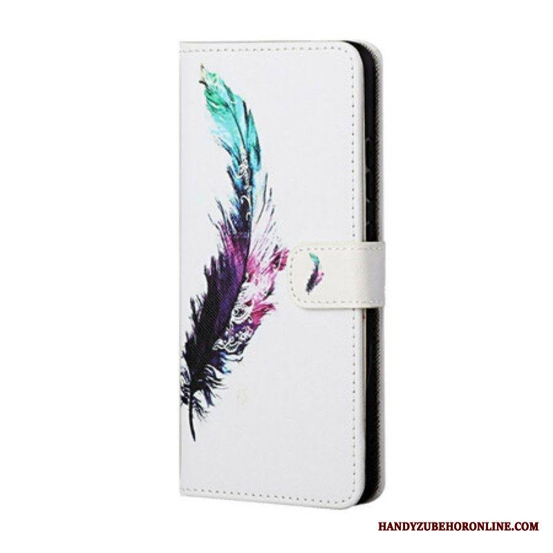 Flip Case Xiaomi Redmi Note 10 5G Suojaketju Kuori Sulka Kaulanauhalla