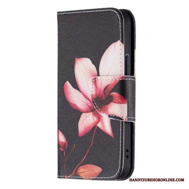 Flip Case iPhone 13 Mini Vaaleanpunainen Kukka