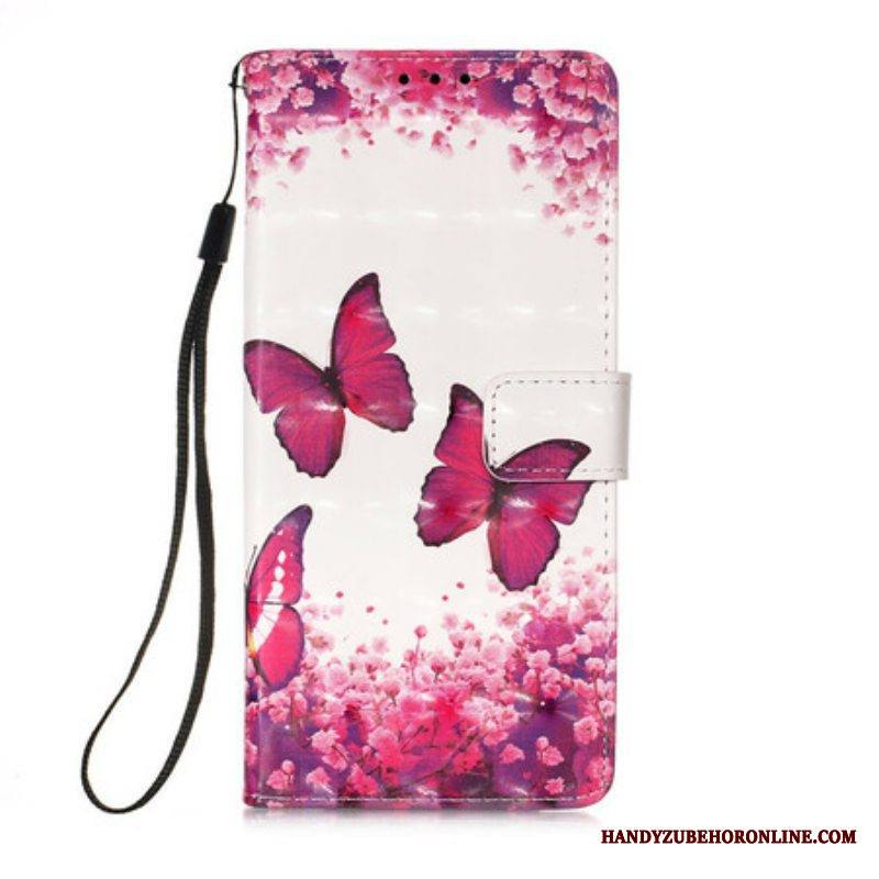 Flip Case iPhone 13 Pro Punaiset Perhoset