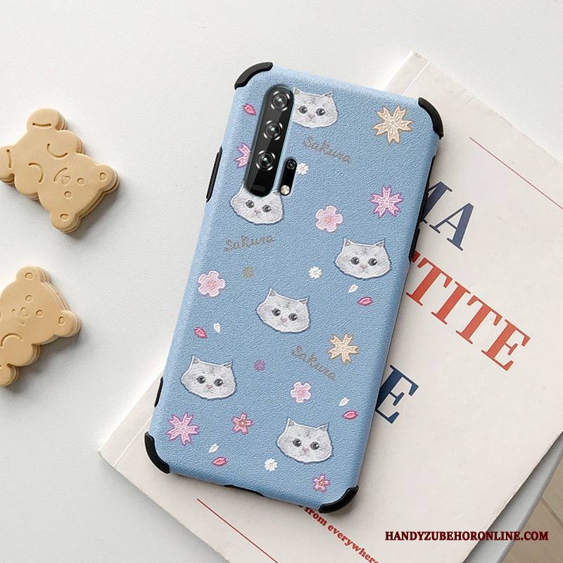 Honor 20 Pro Kuori Kukka Silikoni Suojaus Mulberry Silkki Kustannukset Sininen Kissa