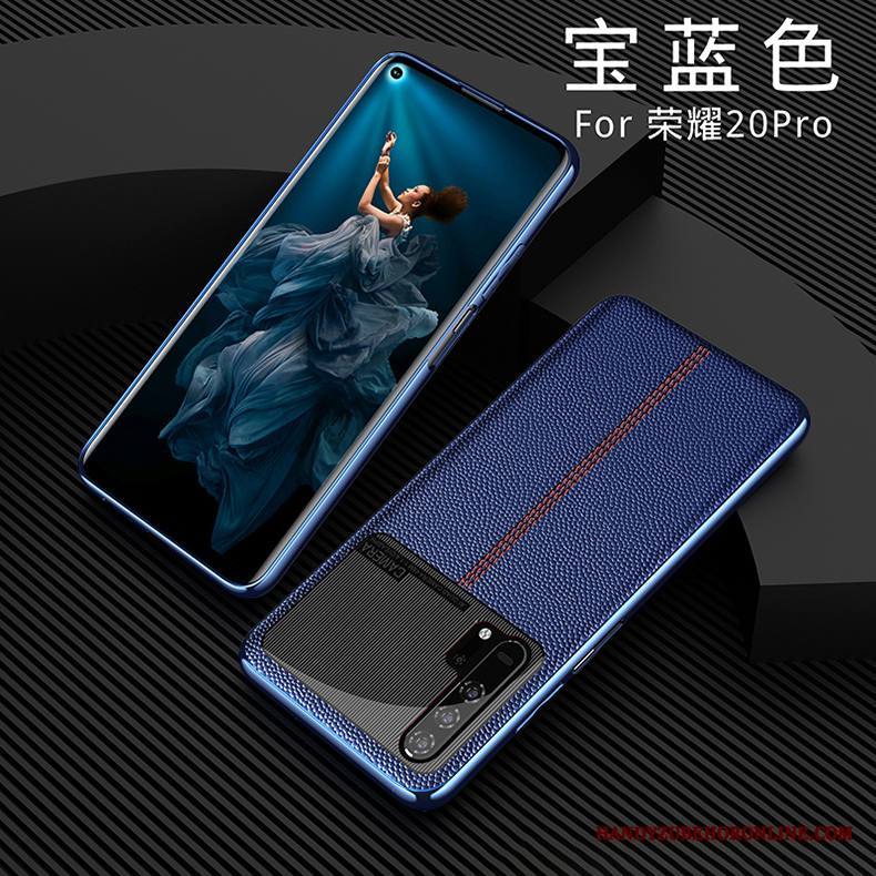 Honor 20 Pro Kuori Silikoni Puhelimen Kuoret Suojaus Aito Nahka Murtumaton Ylellisyys Sininen