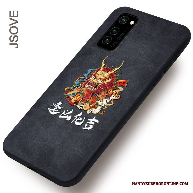 Honor View30 Pro Kuori Kohokuviointi Silikoni Puhelimen Kuoret Net Red Nahka Murtumaton Musta