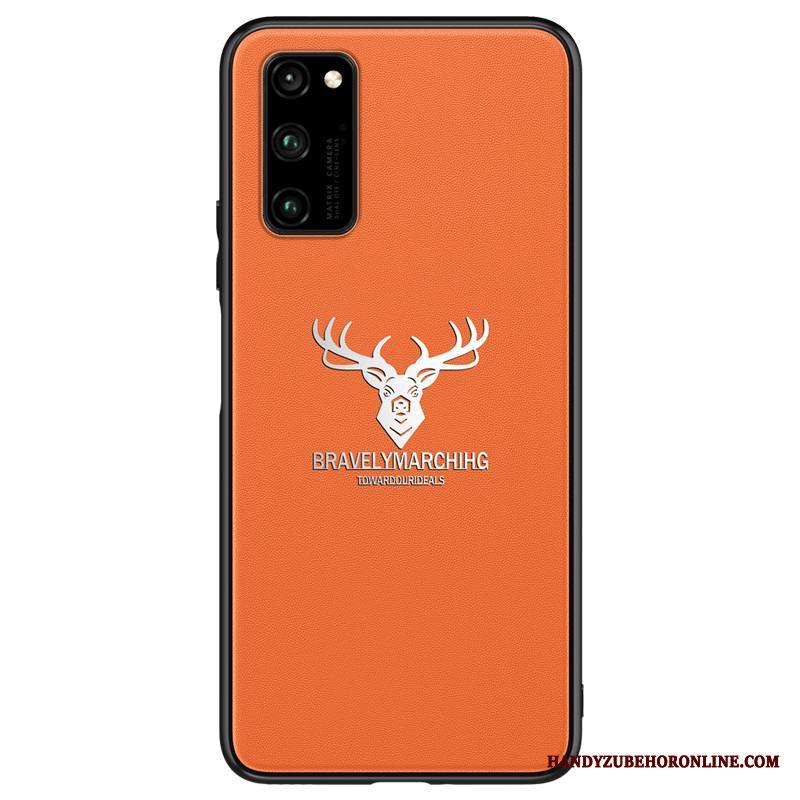 Honor View30 Pro Kuori Persoonallisuus Murtumaton Silikoni Oranssi Nahka Liiketoiminta Nahkakotelo