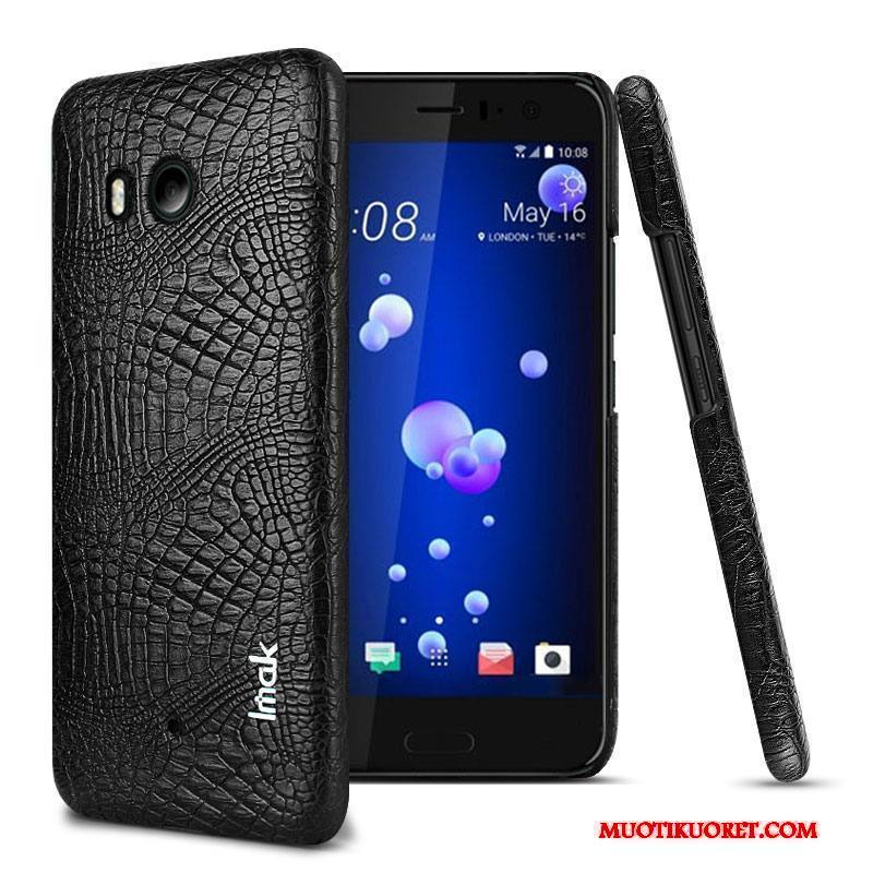 Htc U11+ Krokotiili Kotelo Luova Nahka Musta Suojaus Kuori