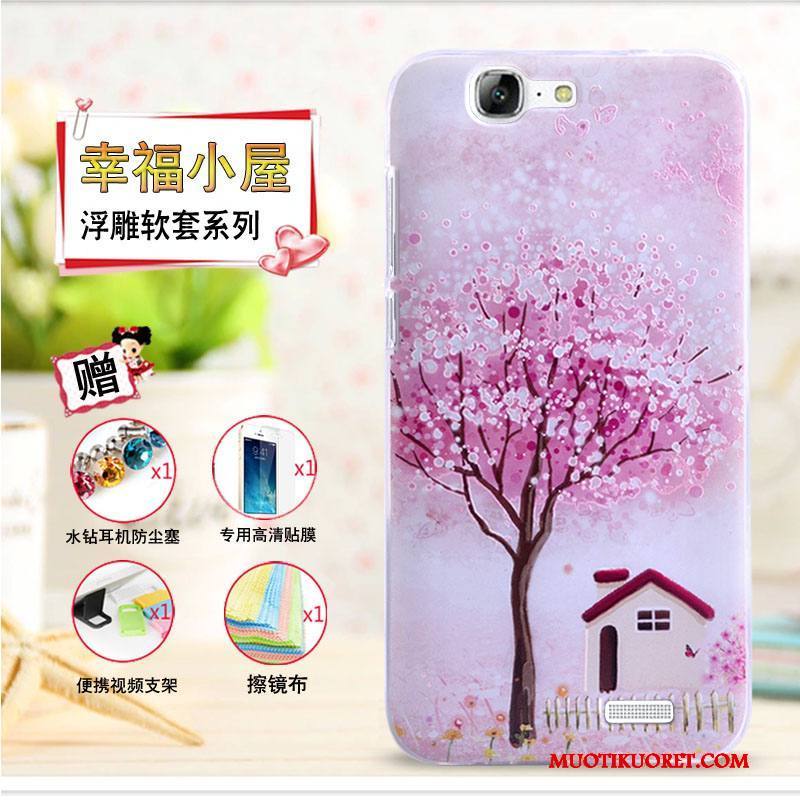 Huawei Ascend G7 Suojaus Pehmeä Neste Puhelimen Kuoret Jauhe Kotelo Kohokuviointi Kuori