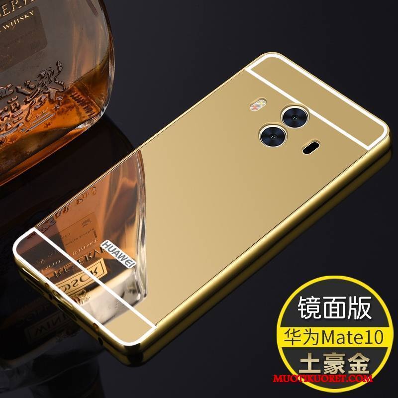 Huawei Mate 10 Kuori Suojaus Peili Kehys Metalli Kulta Takakansi Trendi