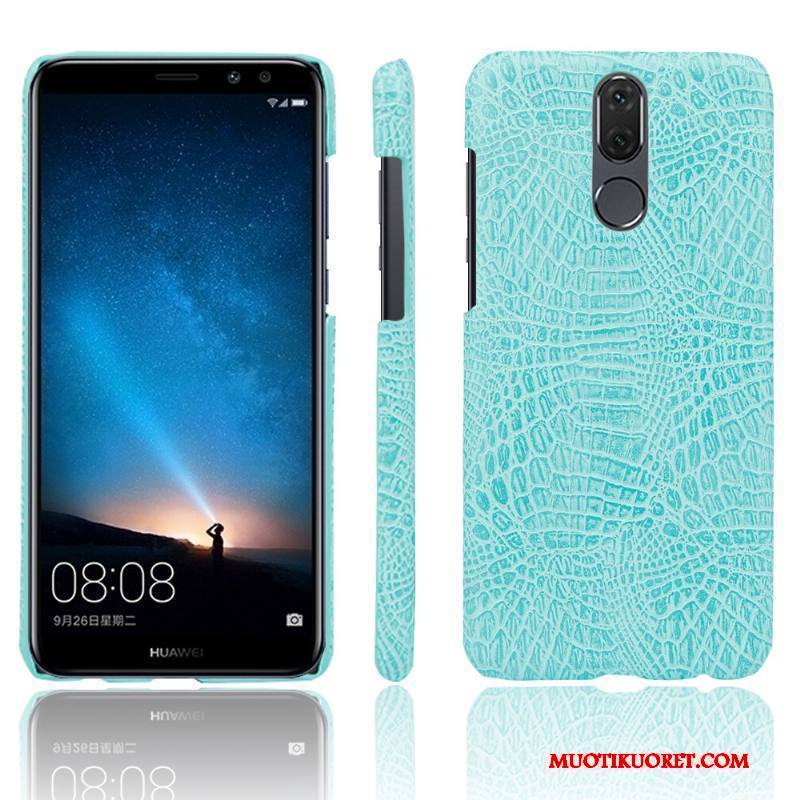 Huawei Mate 10 Lite Kuori Uusi Persoonallisuus Krokotiili Nahkakotelo Vaaleansininen Kukkakuvio Suojaus