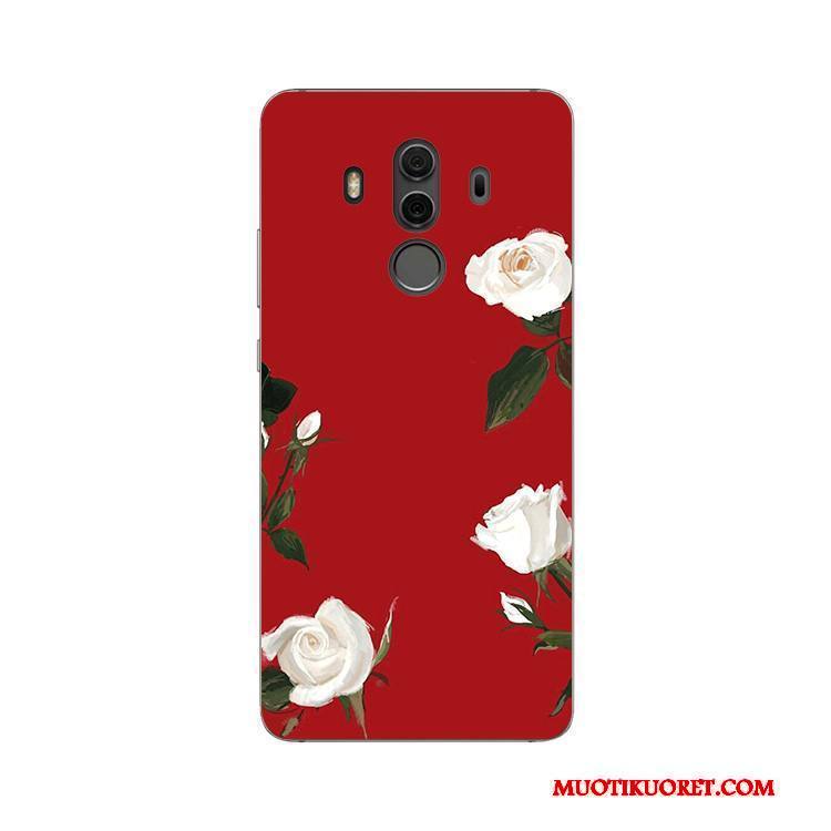 Huawei Mate 10 Pro Kuori Kustannukset Silikoni Punainen Taide Kukka Kotelo Pehmeä Neste