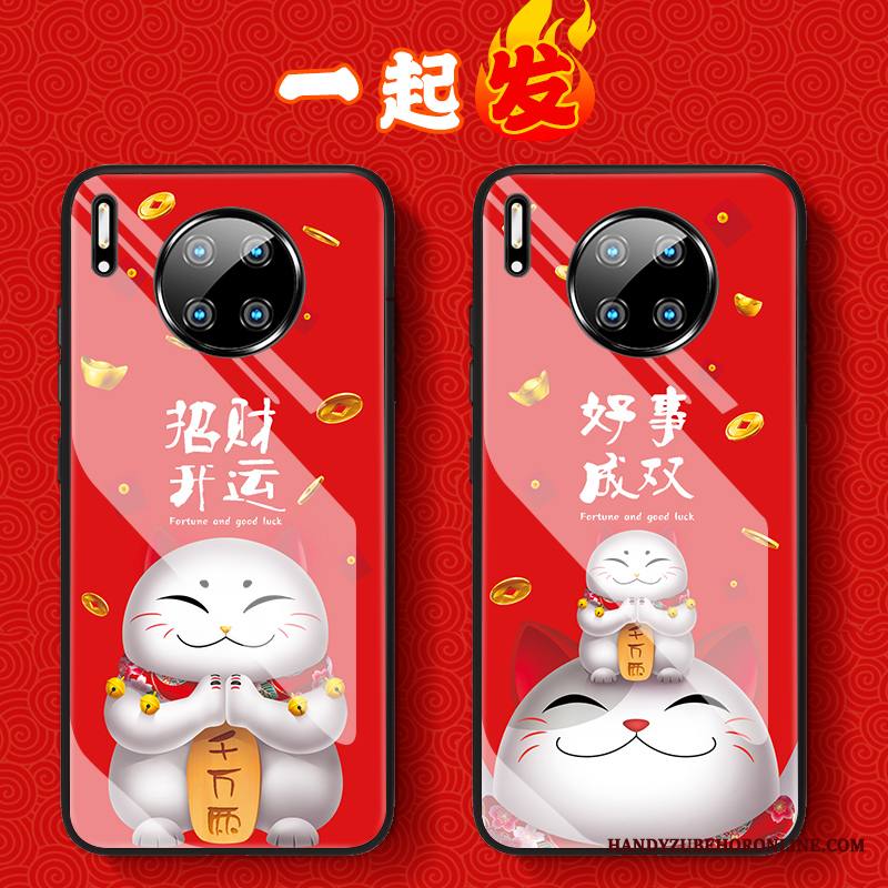 Huawei Mate 30 Kuori Kotelo Kissa Punainen Ylellisyys Puhelimen Kuoret Rikkaus Suojaus