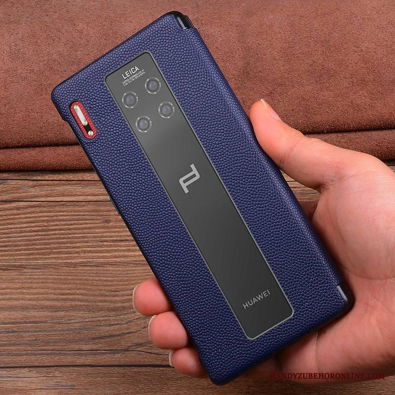 Huawei Mate 30 Rs Kuori Horrostila Kuoret Sininen Kotelo Puhelimen Aito Nahka Suojaus