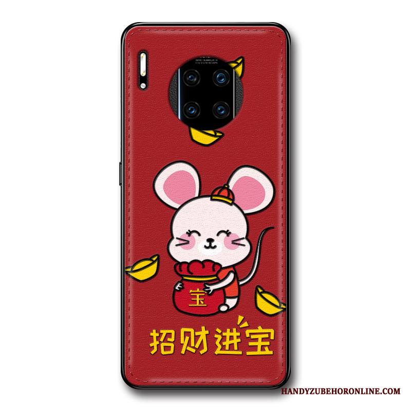 Huawei Mate 30 Rs Kuori Punainen Luova Puhelimen Kuoret Kohokuviointi Nahka Kotelo Kukkakuvio