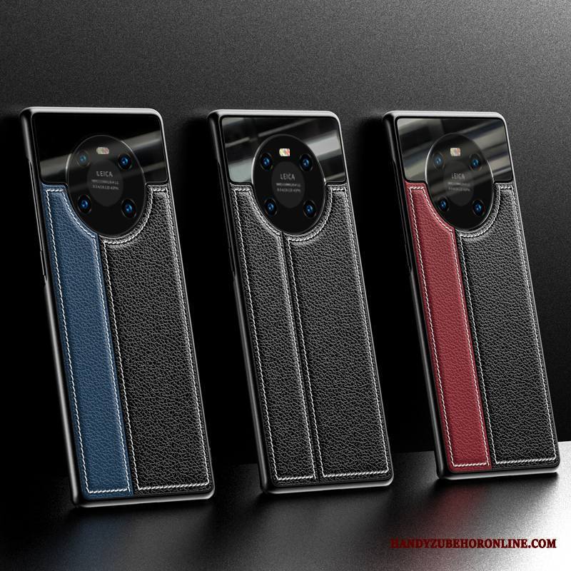Huawei Mate 40 Kuori Peili Persoonallisuus Luova All Inclusive Musta Nahka Kukkakuvio