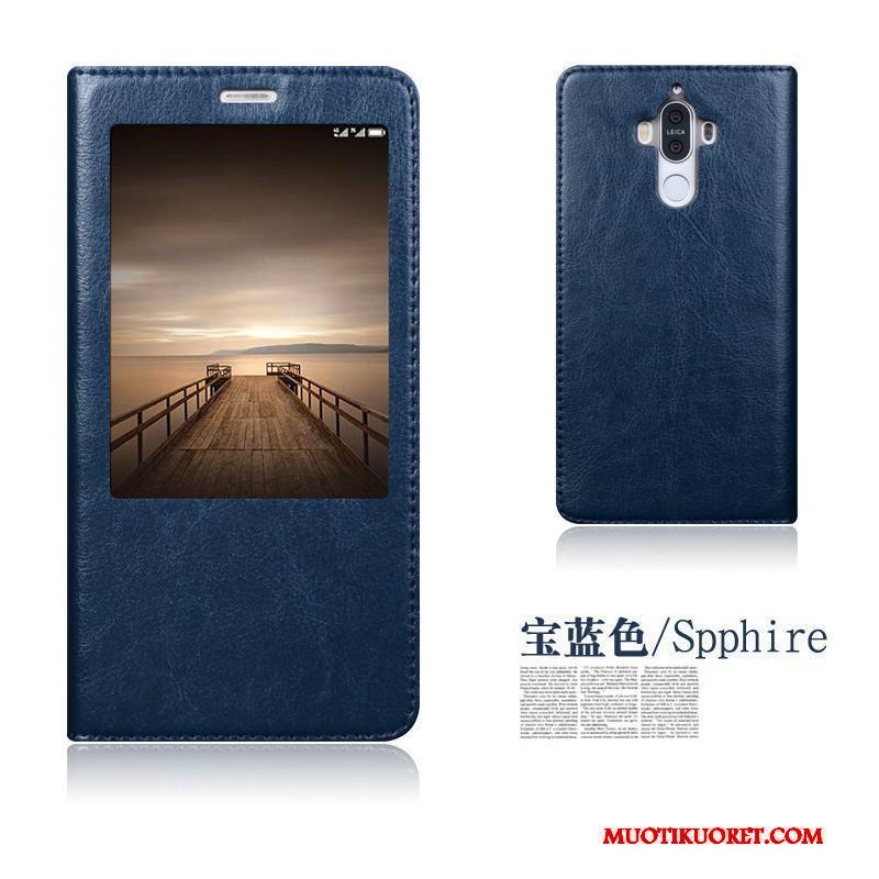 Huawei Mate 9 Simpukka Suojaus Kuori Sininen Kotelo Nahkakotelo Murtumaton