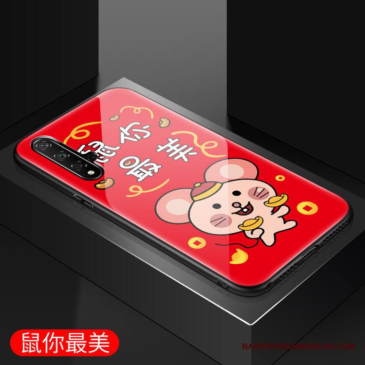 Huawei Nova 5t Kuori Peili Trendi Punainen Murtumaton Lasi Rotta Silikoni