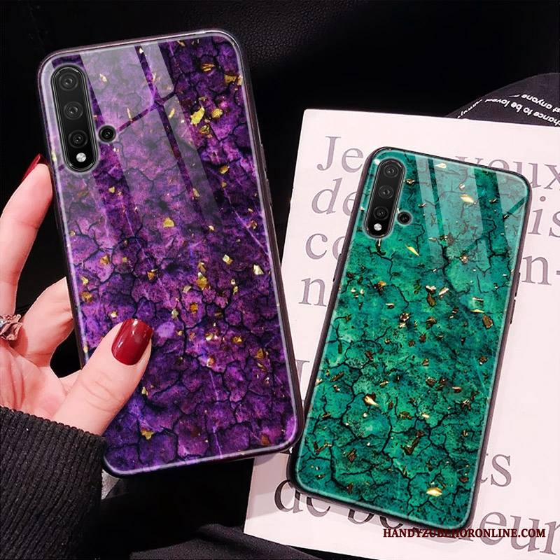 Huawei Nova 5t Kuori Persoonallisuus Muokata Tide-brändi Lasi Kotelo Kukkakuvio Violetti