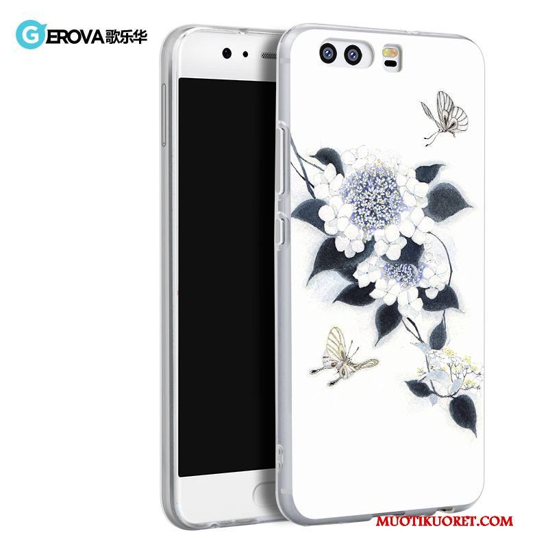 Huawei P10 Kuori Kohokuviointi Pehmeä Neste Kotelo Valkoinen Murtumaton Suojaus Ripustettavat Koristeet