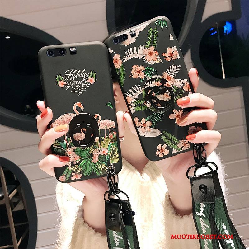 Huawei P10 Plus Kuori Murtumaton Trendi Puhelimen Kuoret Kotelo All Inclusive Musta Pesty Suede