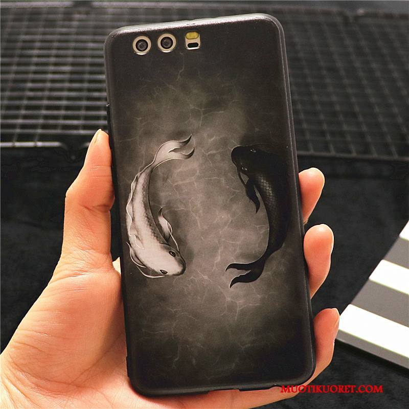 Huawei P10 Plus Kuori Trendi Kotelo Kiinalainen Tyyli Puhelimen Kuoret Luova Persoonallisuus Musta