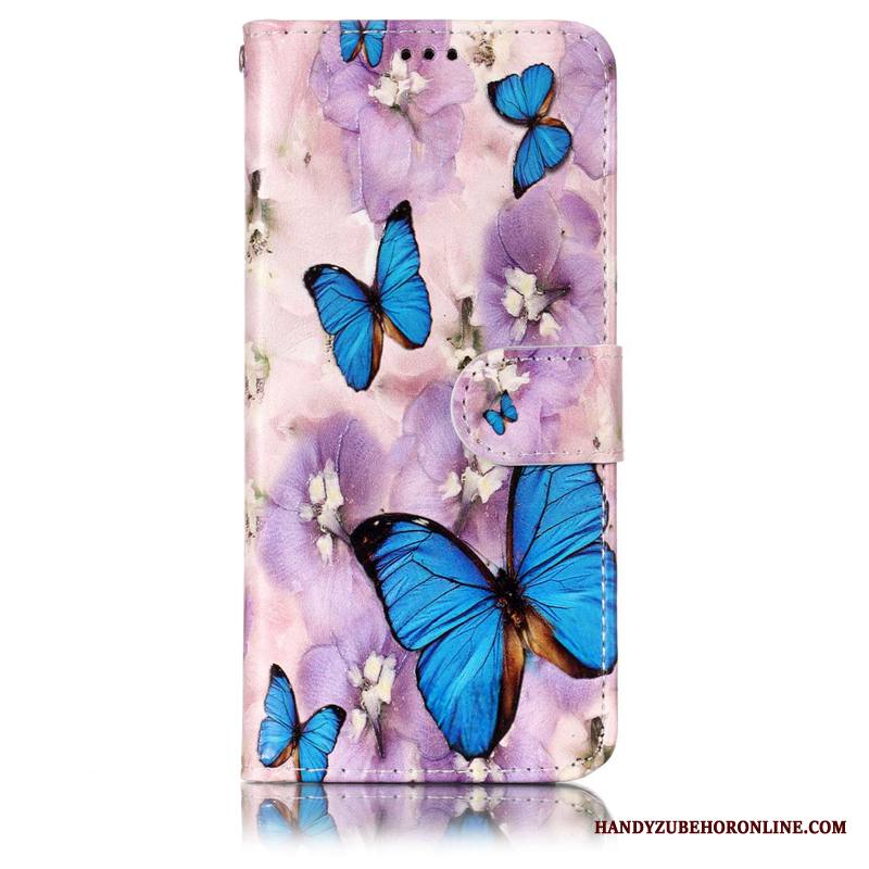Huawei P20 Lite Kuori Kuoret Murtumaton Kohokuviointi Nahkakotelo Perhonen Puhelimen Kuoret Maalaus
