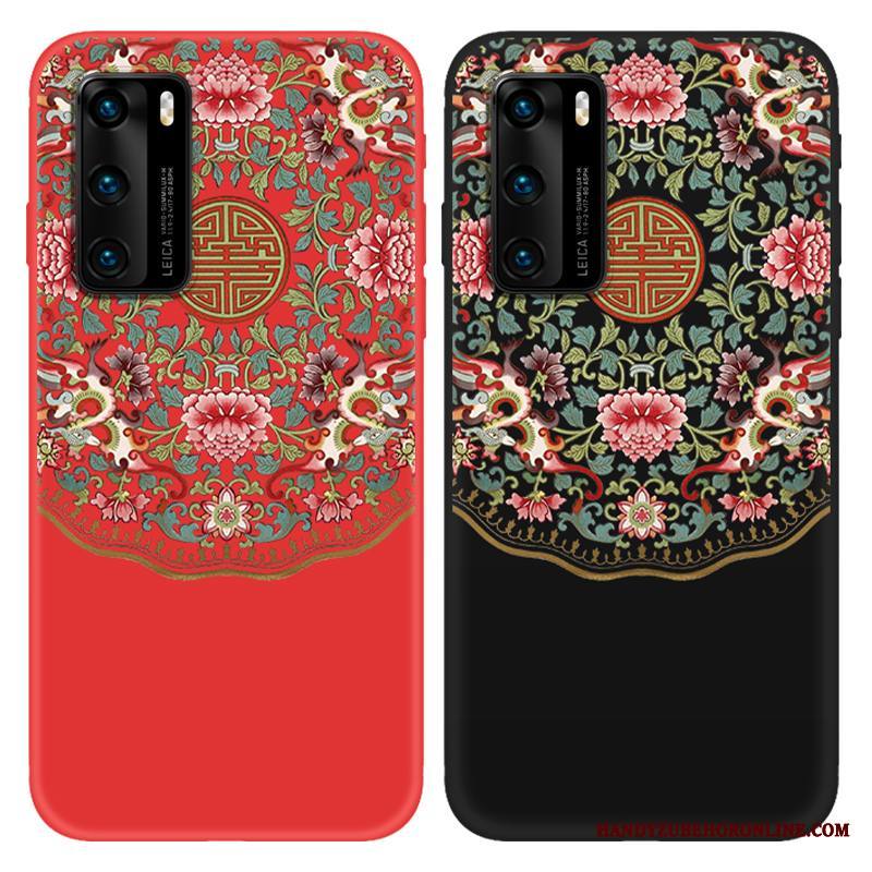 Huawei P40 Kuori Luova Vuosikerta Pehmeä Neste Pesty Suede Suojaus Silikoni Net Red