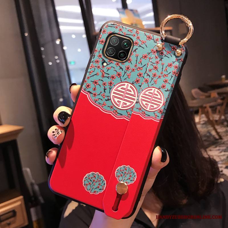Huawei P40 Lite Kuori Pesty Suede Palatsi Murtumaton Silikoni Net Red Punainen Pehmeä Neste