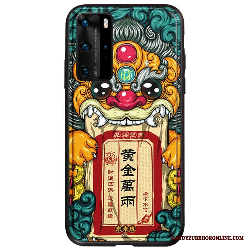 Huawei P40 Pro Kuori Murtumaton Puhelimen Kuoret Luova Persoonallisuus Nahka Monivärinen Kukkakuvio