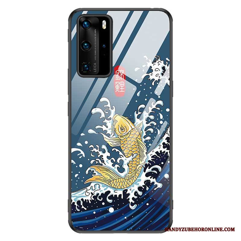 Huawei P40 Pro Kuori Uusi Lasi Silikoni Puhelimen Kuoret Sininen Persoonallisuus All Inclusive