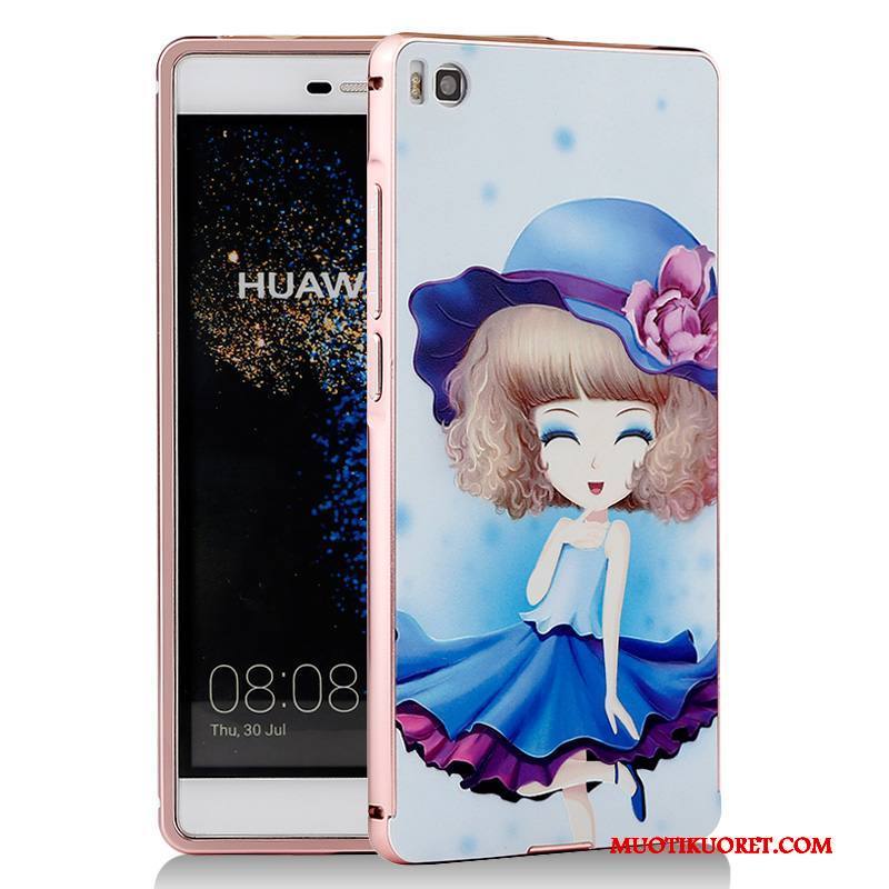 Huawei P8 Kuori Kehys Sininen Metalli Kotelo Puhelimen Puhelimen Kuoret Sarjakuva