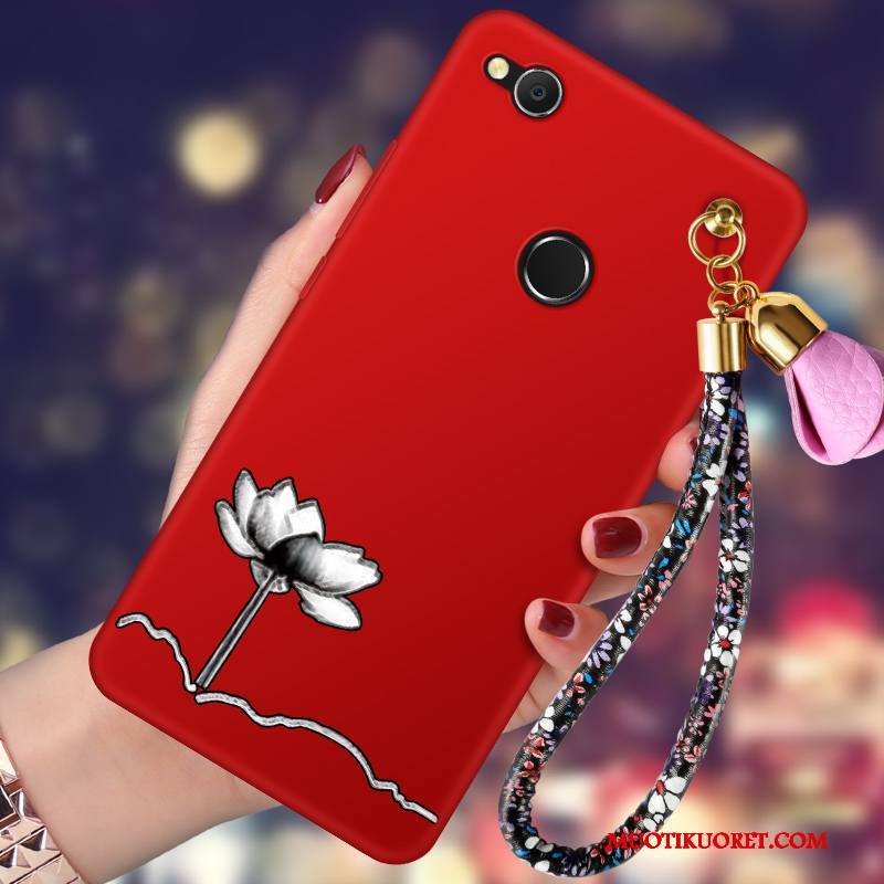 Huawei P8 Lite 2017 Kuori Punainen Puhelimen Kuoret Kotelo Suojaus Pesty Suede Persoonallisuus